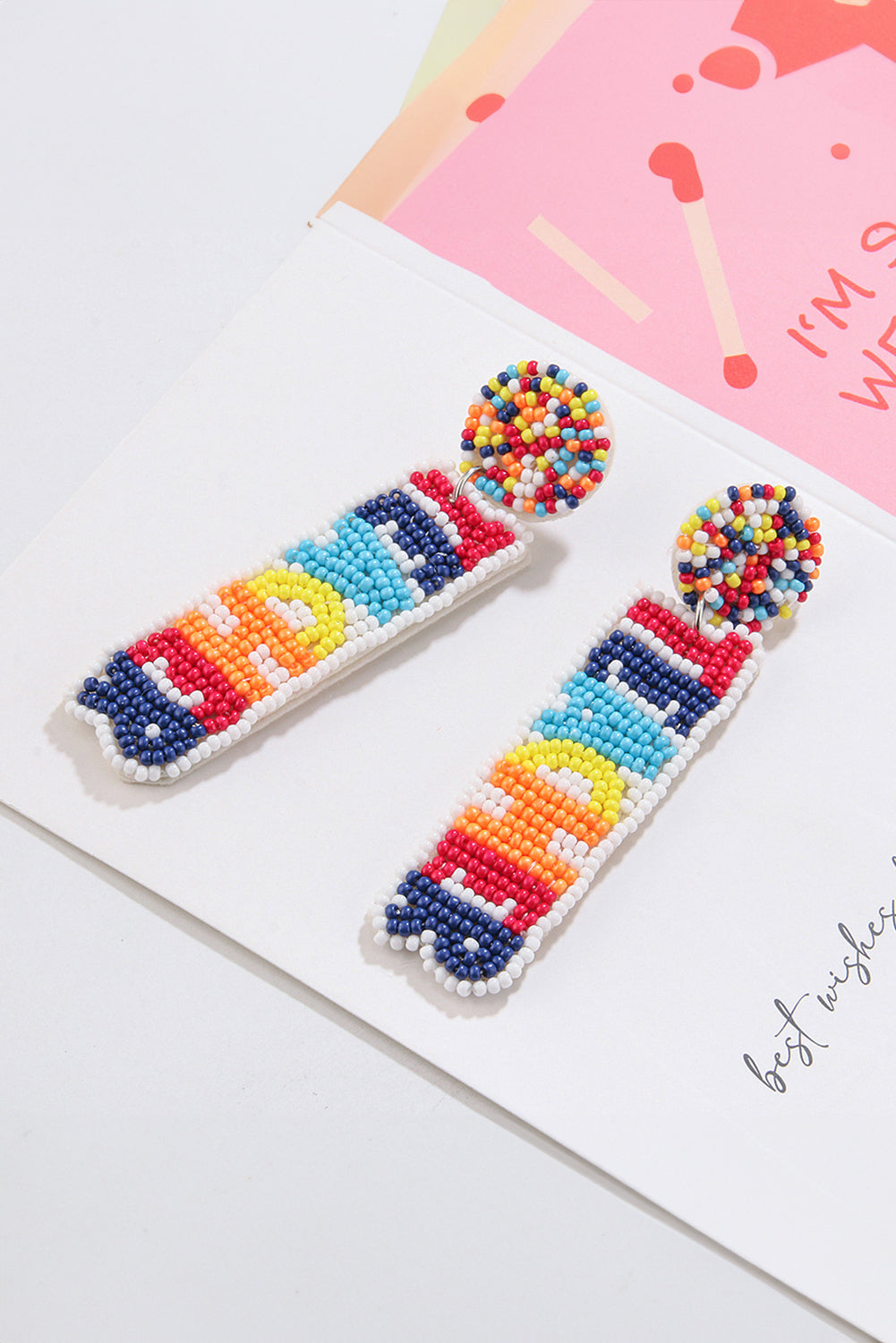 TEACHER Rice Bead Dangle Earrings