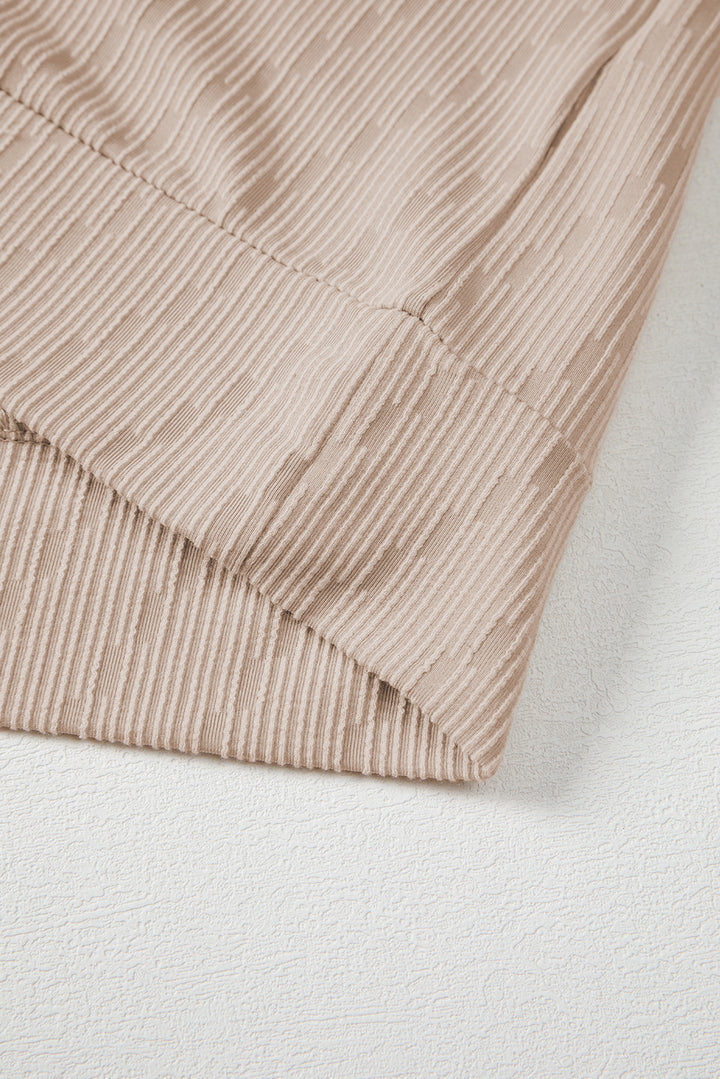 Solid Color Textured Long Sleeve Top