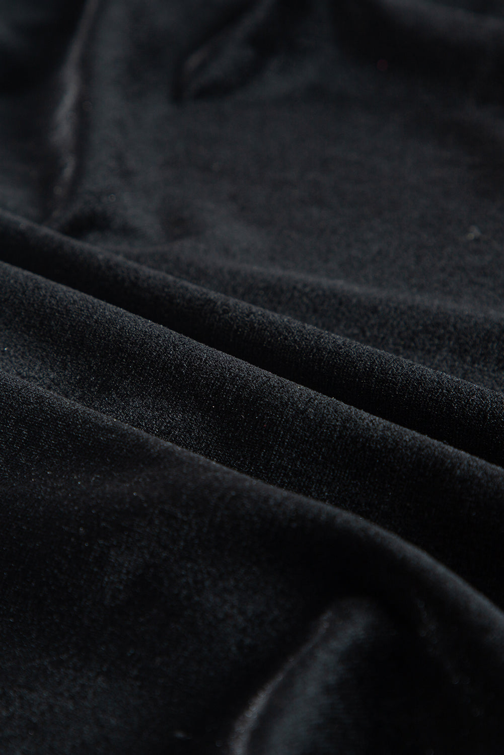 Luxurious Black Velvet Long Sleeve Surplice High Waist Mini Dress