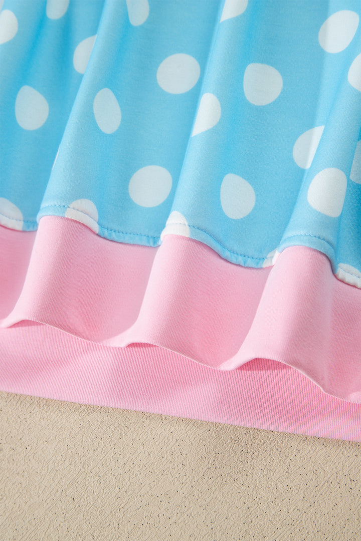 Sky Blue Polka Dot Short Sleeve Top and Pants Set