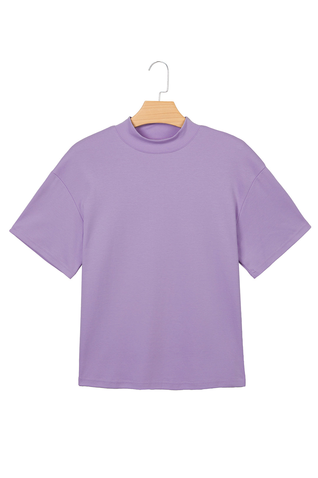Wisteria Solid Color High Neck Oversize Tee