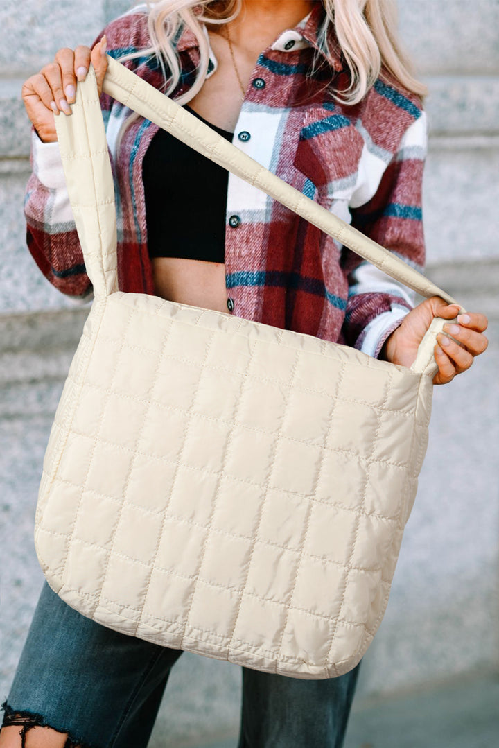 Quilted Zipper Large Shoulder Bag