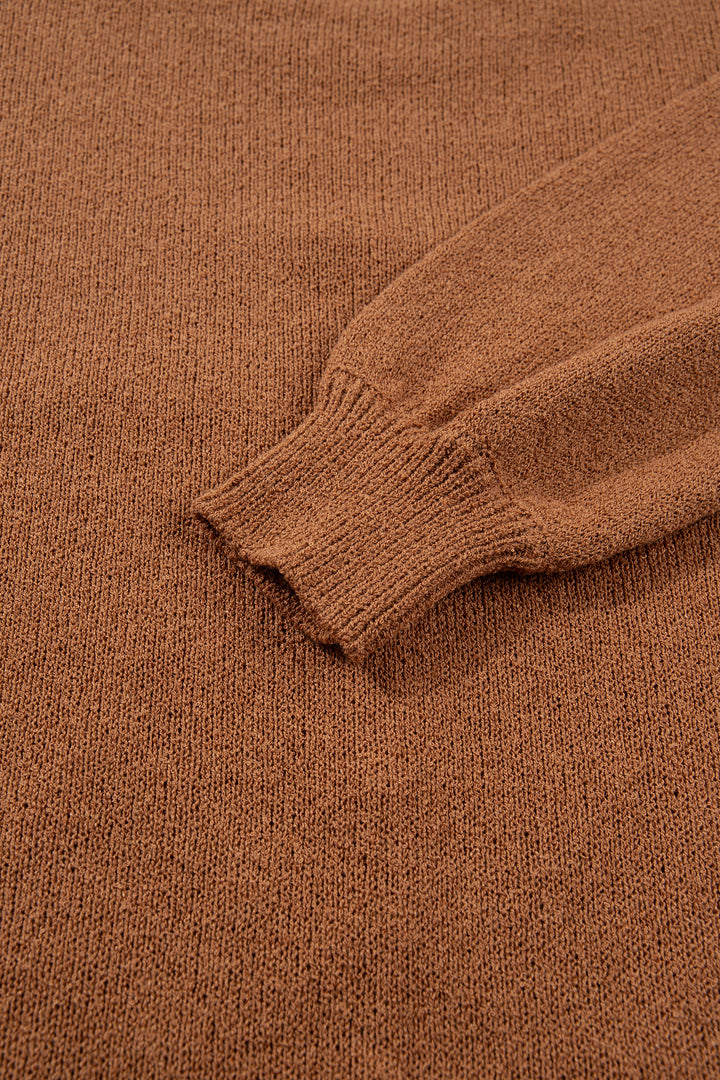 Brown Oversized Drop Shoulder Round Neck Christmas Sweater