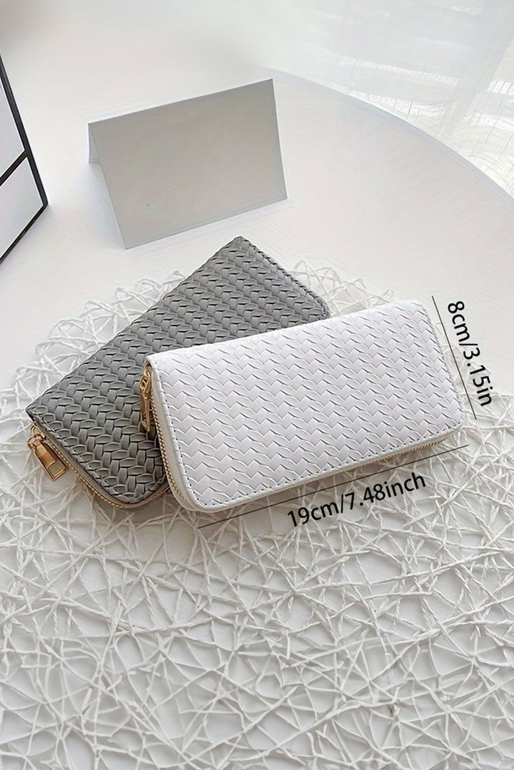 Woven Textured Zip Around Long Wallet