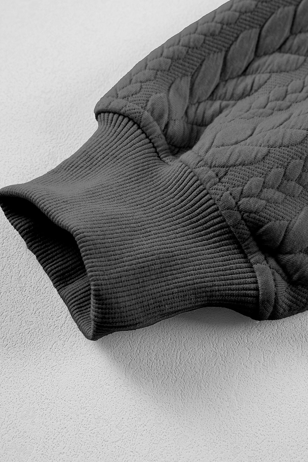 Gray Cable Textured Baggy Solid Hoodie