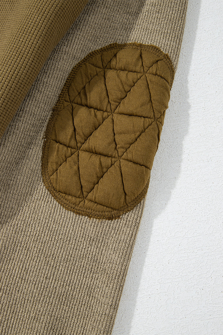 Green Quilted Textured Patchwork Loose Fit Hooded Jacket