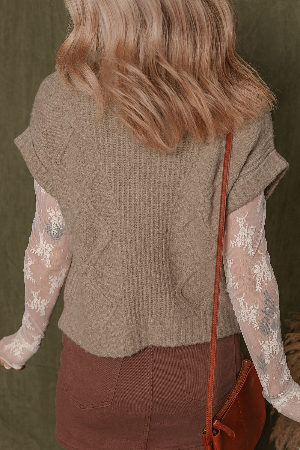 Textured Knit High Neck Sweater T Shirt