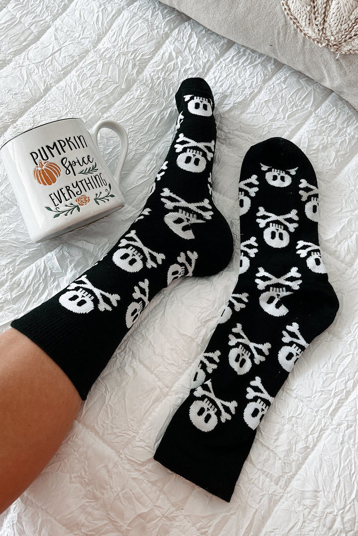 Halloween Skull & Crossbones Crew Socks