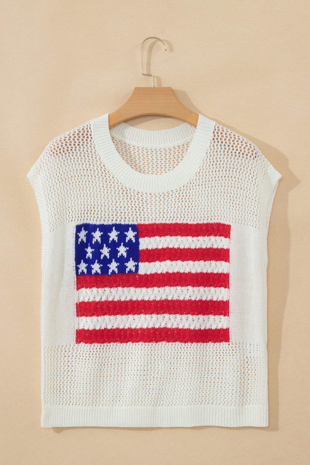 White Flag Graphic Short Sleeve Sweater Top