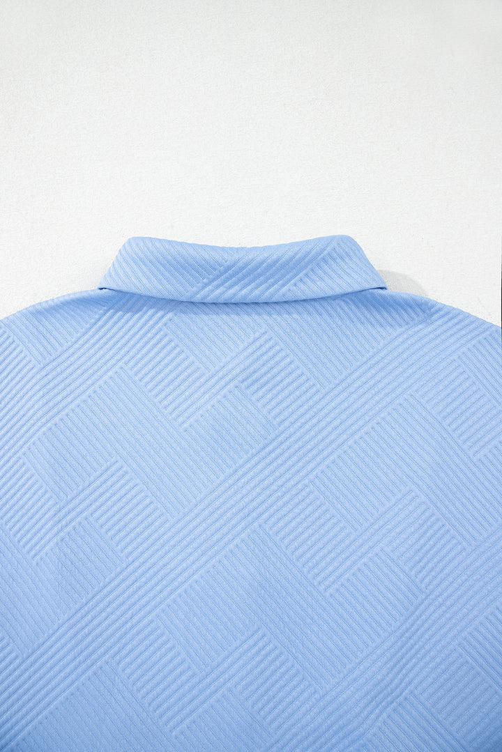 Myosotis Solid Color Textured Short Sleeve A Line Mini Dress