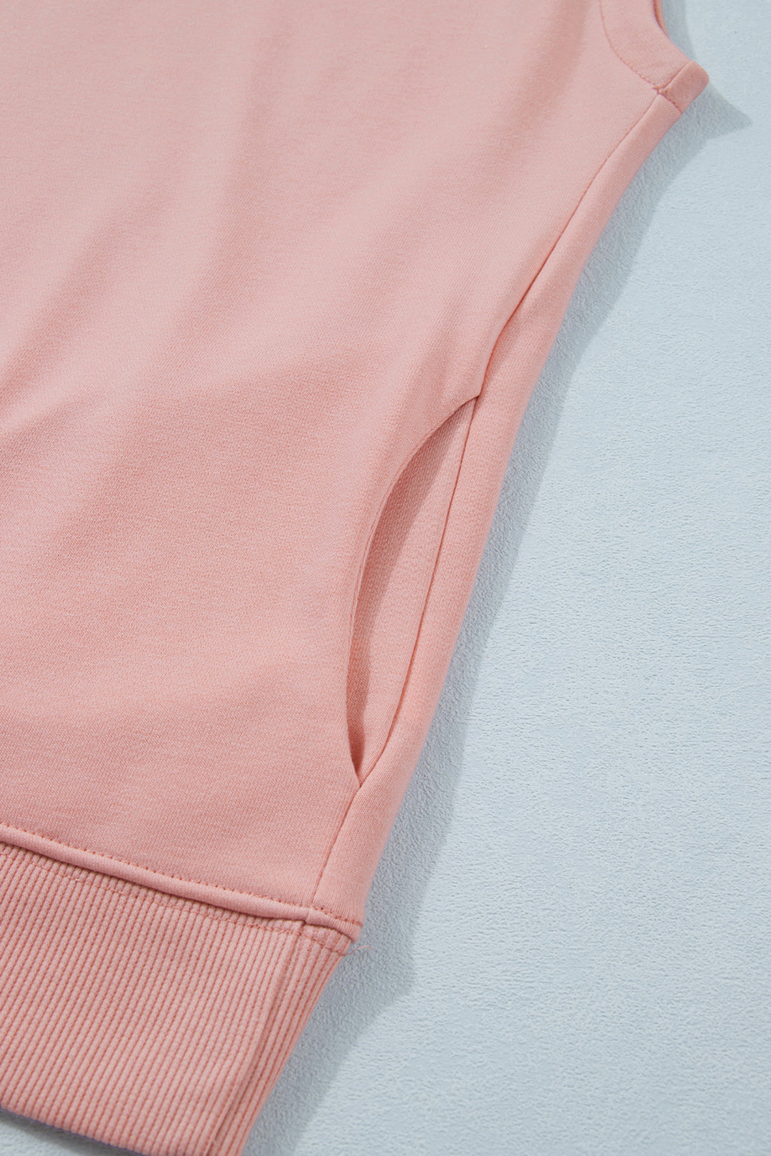 Pink Solid Color High Neck Cap Sleeve Loose Top