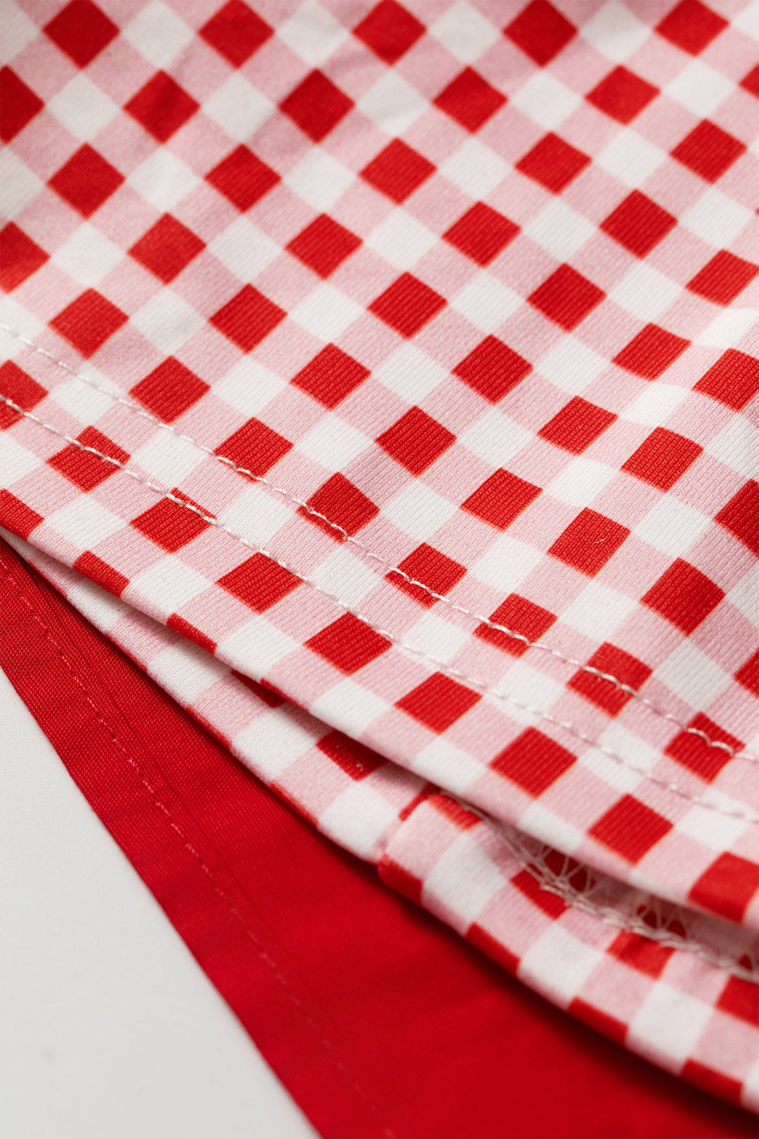 Red Faux Two Piece Gingham Contrast Patchwork Loose Mini Dress