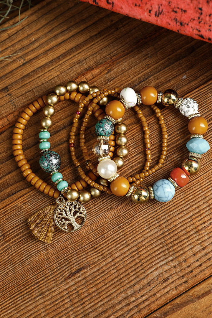5pcs Boho Beaded Turquoise Bracelets Set