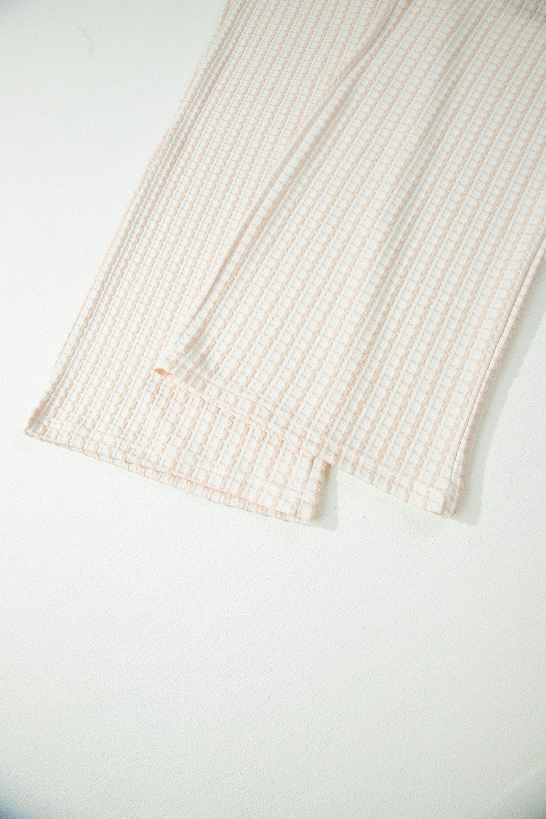 Beige Texture Loose Short Sleeve Top and Cropped Pant Set