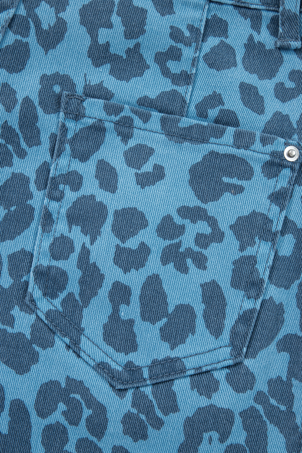 Sky Blue Leopard Print Barrel Leg Jeans