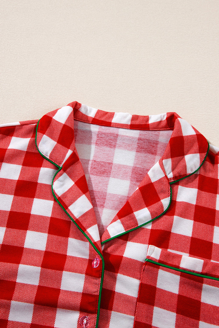 christmas plaid print shirt and pants pajama set