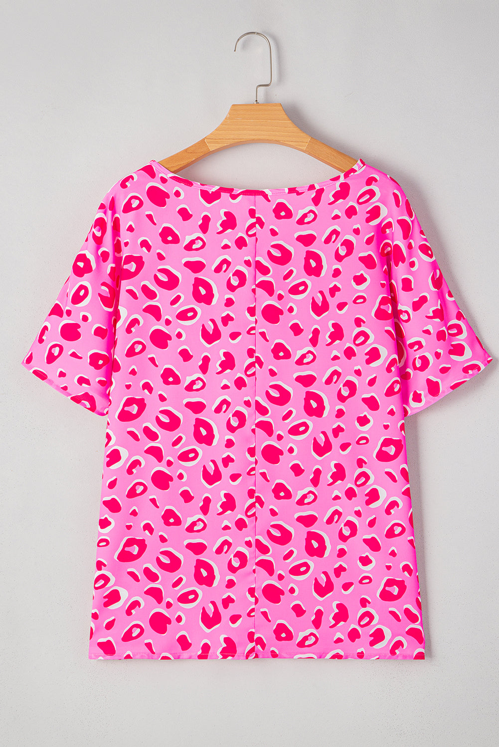 Leopard V Neck Loose Short Sleeve Top
