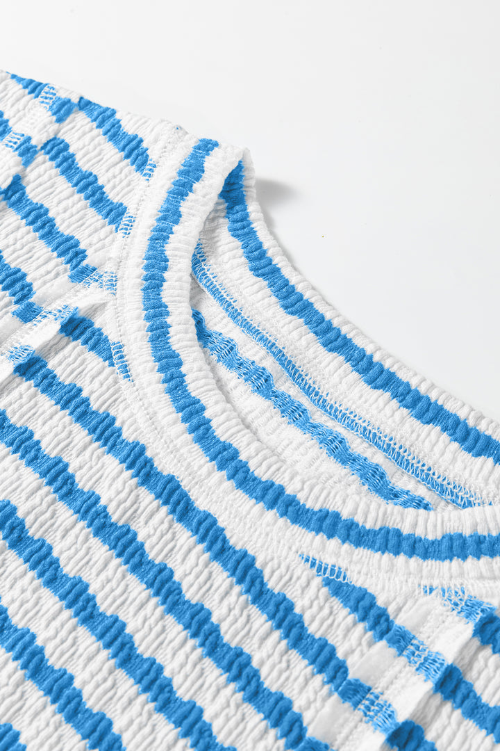 Textured Short Sleeve Patchwork T Shirt