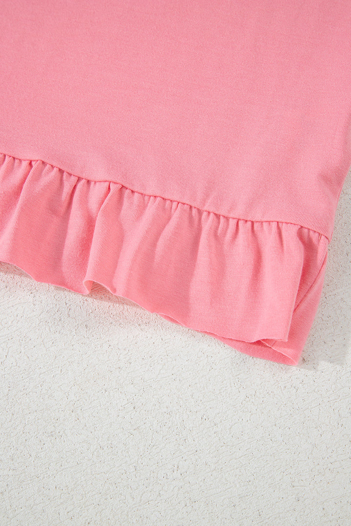 frilled hem loose t shirt