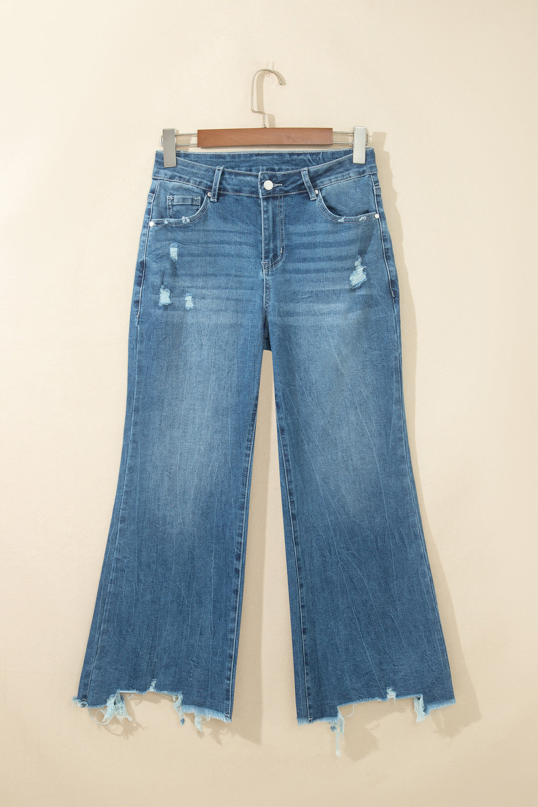 Women Ashleigh Blue High Waist Frayed Hem Flare Jeans
