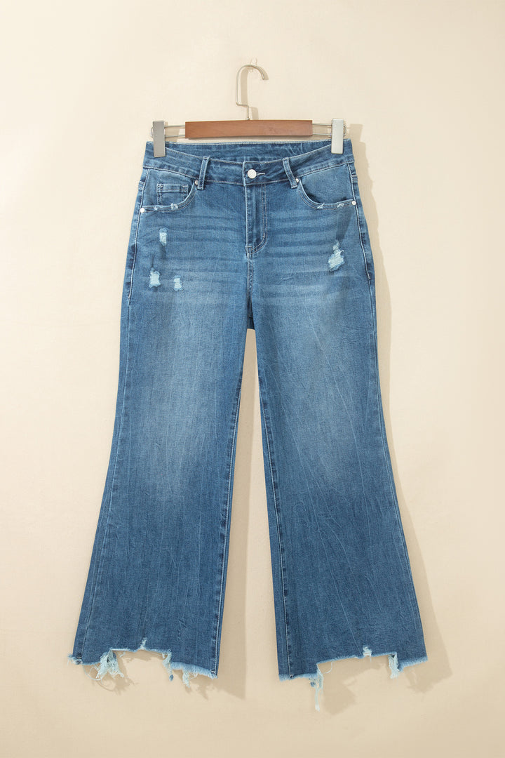 Women Ashleigh Blue High Waist Frayed Hem Flare Jeans