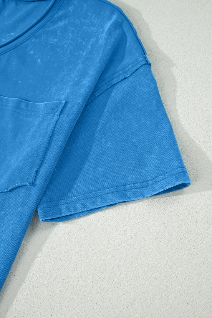 Blue Cotton Mineral Wash T Shirt