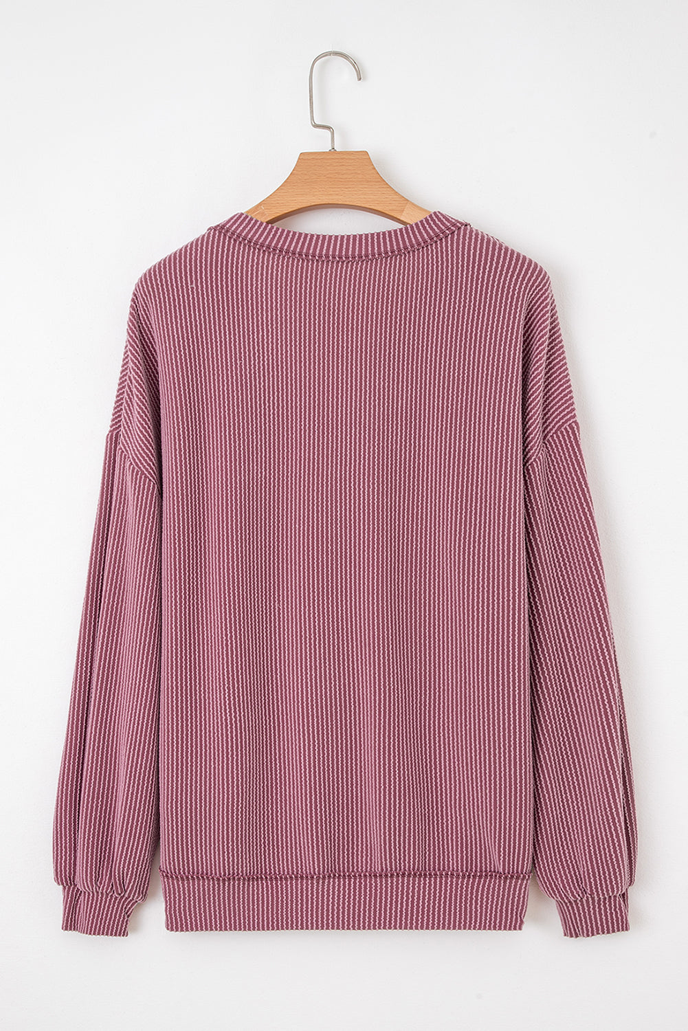 Twisted Rib V Neck Drop Shoulder Loose Sleeve Oversize Top