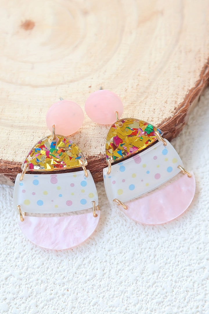 Boucles d'oreilles pendantes en forme d'œuf de Pâques imprimé mignon