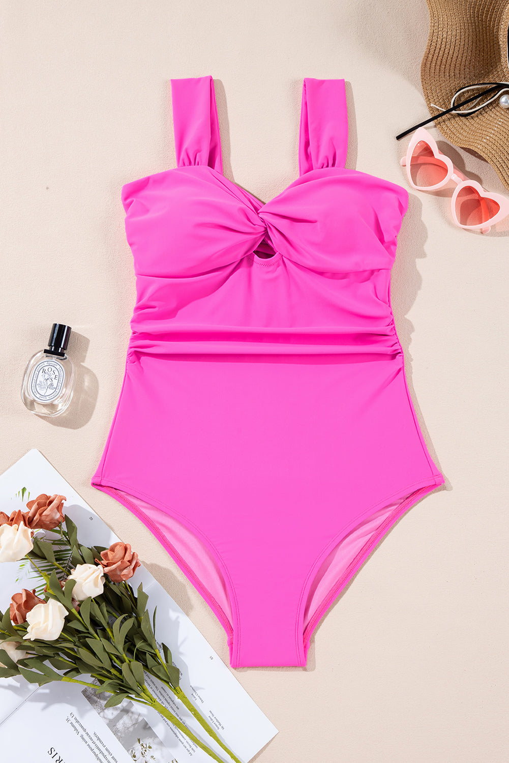 cut out twist bowknot backless one piece swimsuit