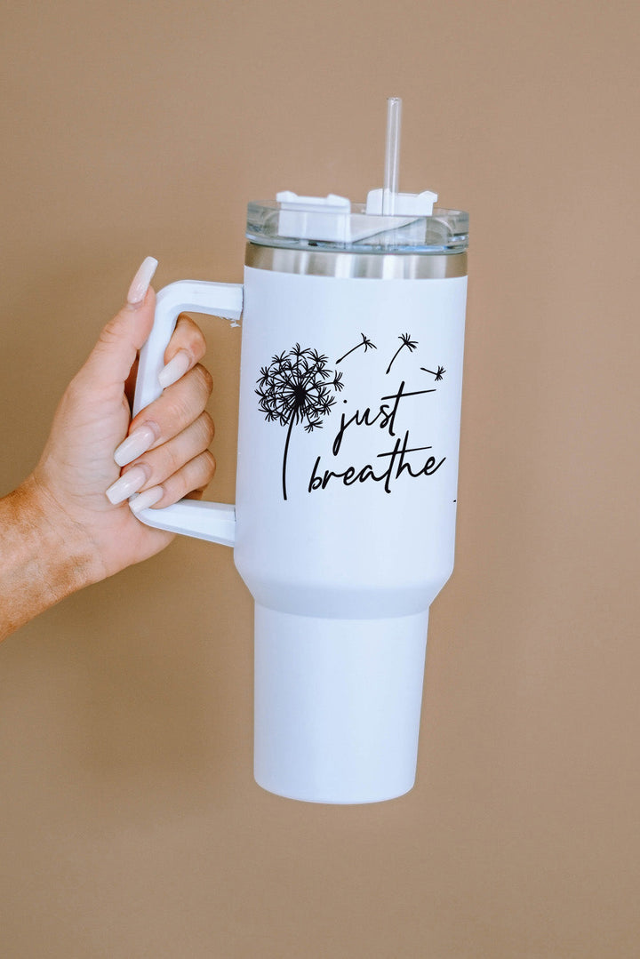 Tasse isotherme en acier inoxydable Just Breathe Dandelion avec couvercle 40 oz