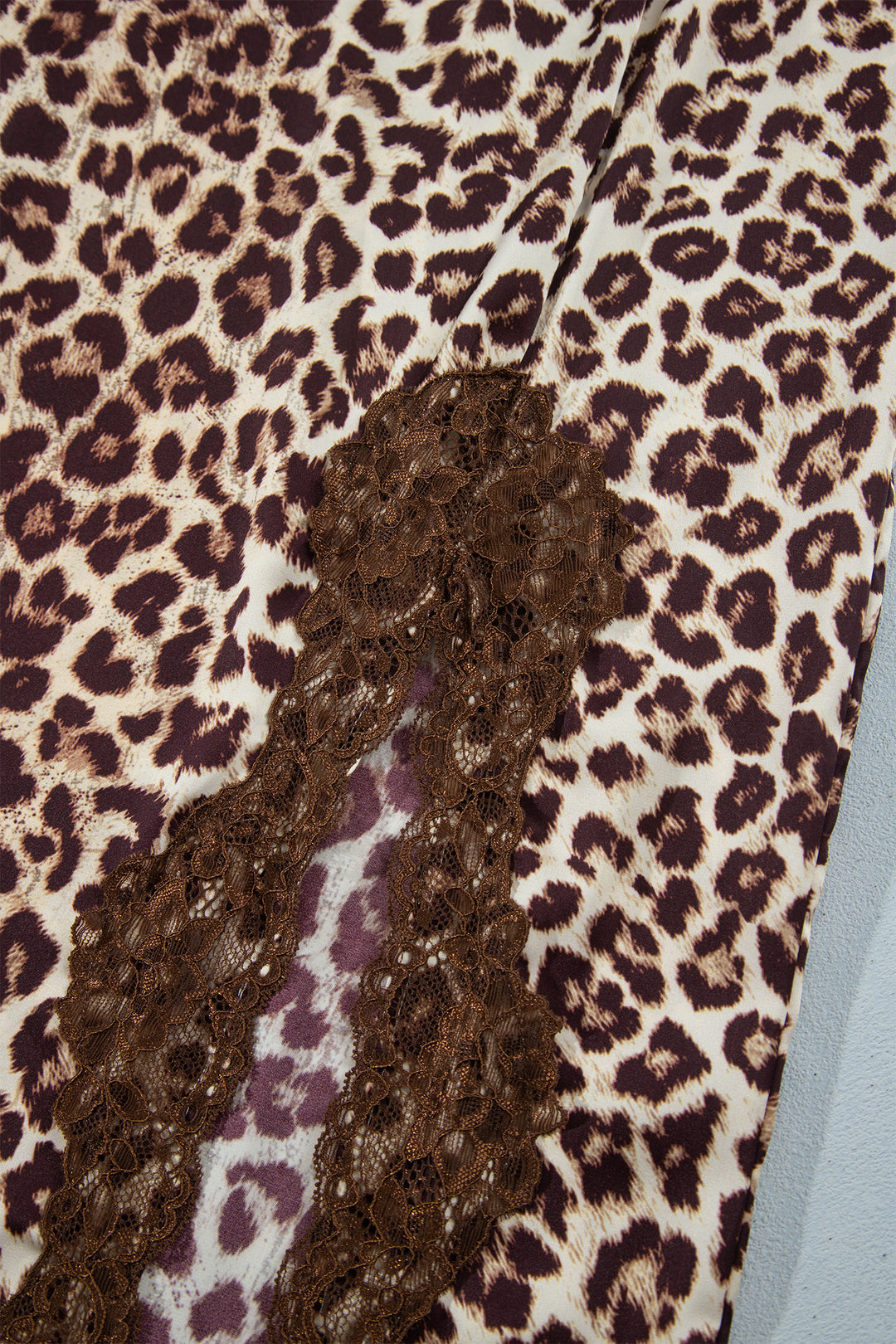 Khaki Cheetah Print Trim Split Long Western Skirt