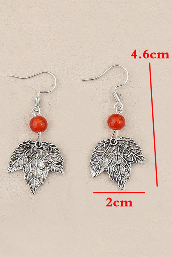 Vintage Leaf Beaded Hook Drop Earrings