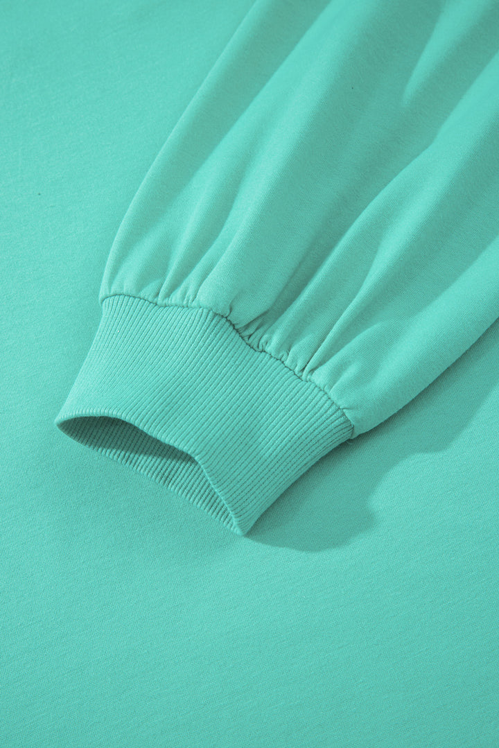 Sea GreenV Neck Pullover Top and Drawstring Short Plus Size Set