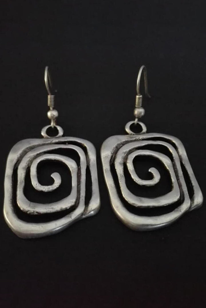 Vintage Square Swirl Hook Earrings