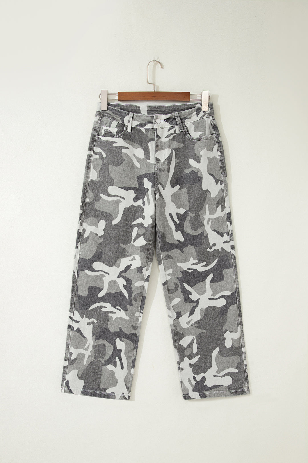 Green Camo Pattern Cotton Denim Shift Jeans