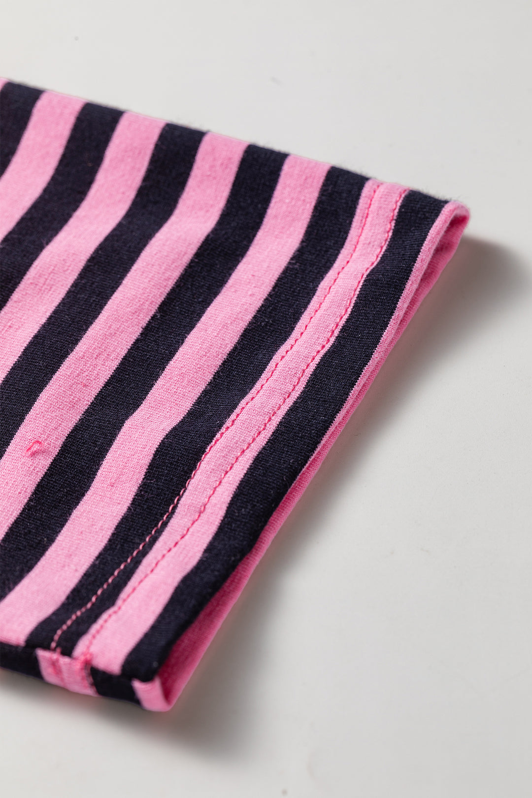 Pink Stripe Casual Long Sleeve Top Drawstring Pant Set