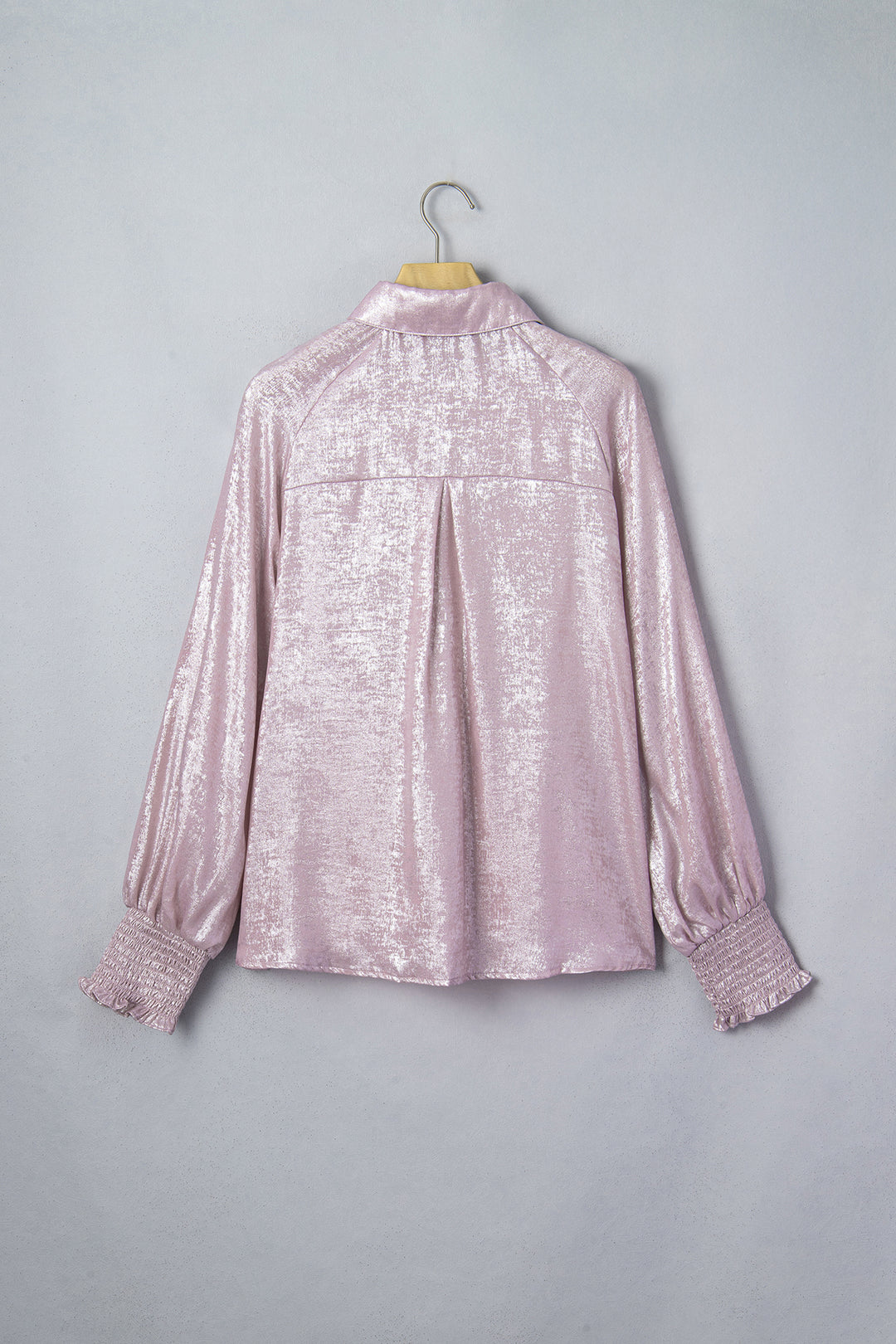 New Delicacy Long Sleeve Button Front Ruffle Cuffs Back Paneling Shirt