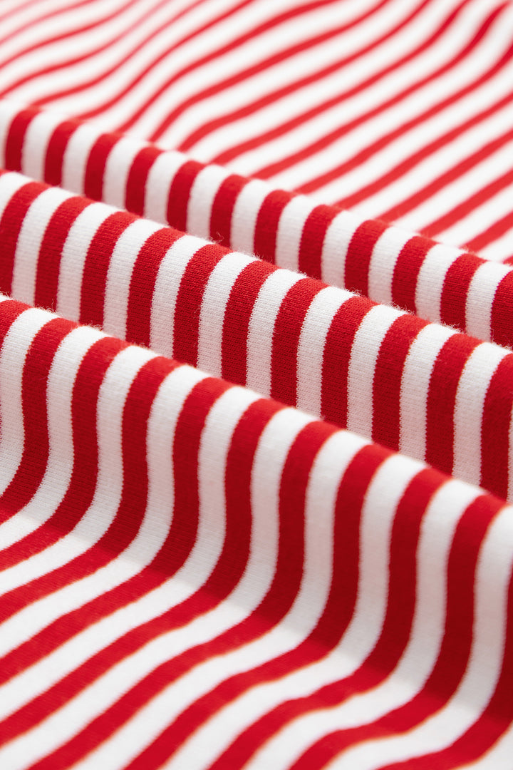 Red Stripe Oversize Mock Neck Sweatshirt and Shorts Set