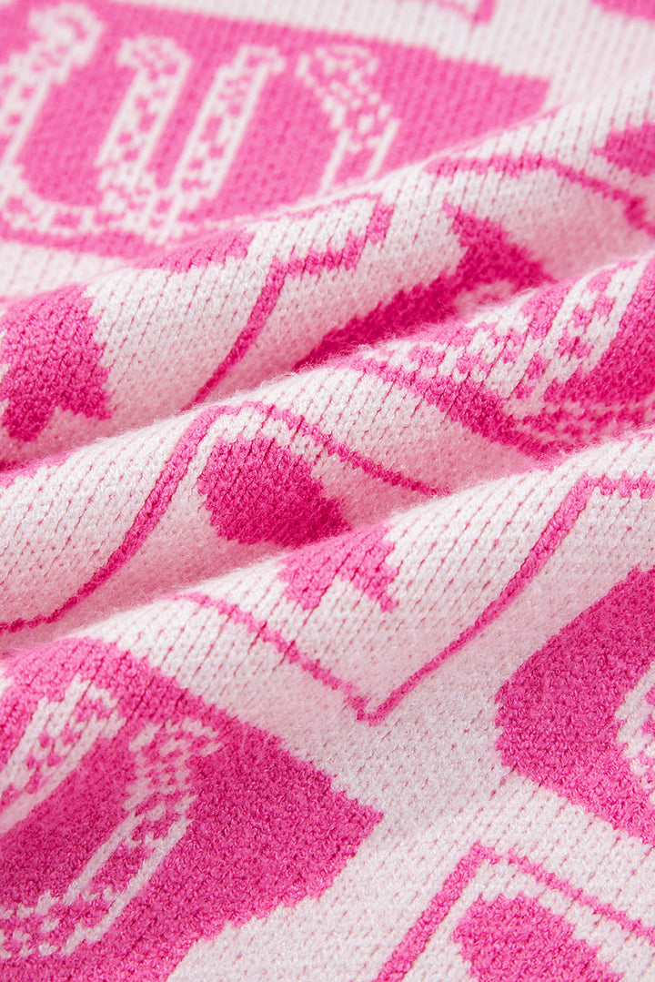 Pink Bows &amp; Horseshoes Pattern Western Fashion Print Sweater