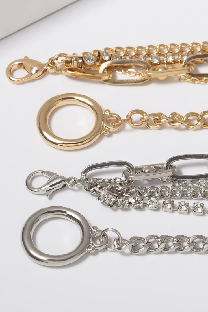 Ensemble de 5 colliers de clavicule en chaîne plaquée strass superposés