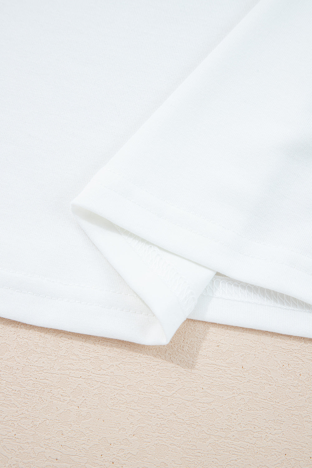 White Solid Color V Neck Long Sleeve Stretchy Top