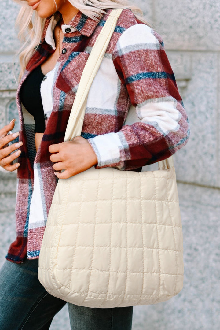 Quilted Zipper Large Shoulder Bag