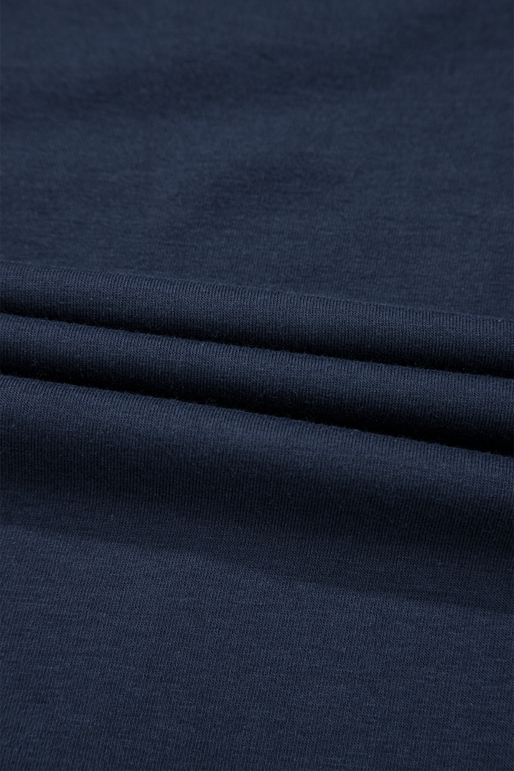 Dirty blue Solid Color Toothpick Stripe Round Neck T Shirt
