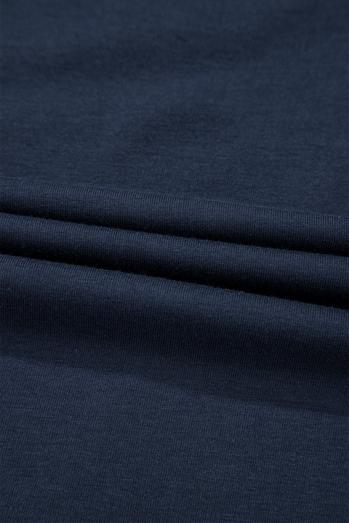 Dirty blue Solid Color Toothpick Stripe Round Neck T Shirt