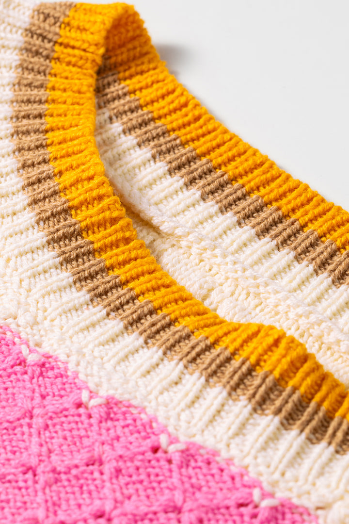 Pink Stripe Striped Colorblock Sweater