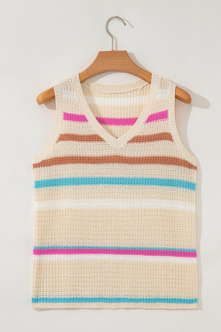Textured Knit V Neck Sweater Vest