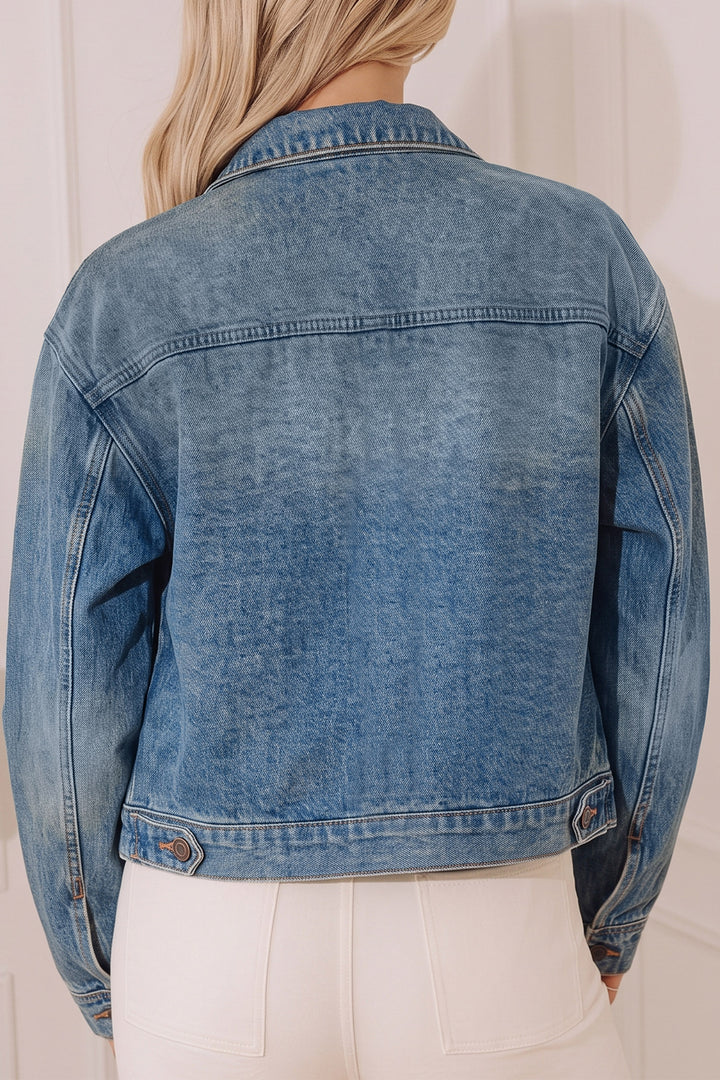 Beau Blue Flap Pockets Tailored Denim Jacket