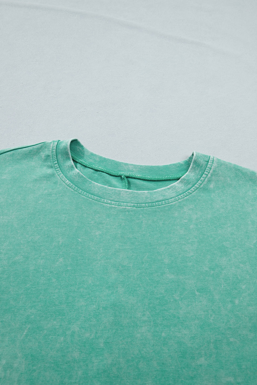 Mint Green Solid Color Cotton Mineral Washed Oversize Tee
