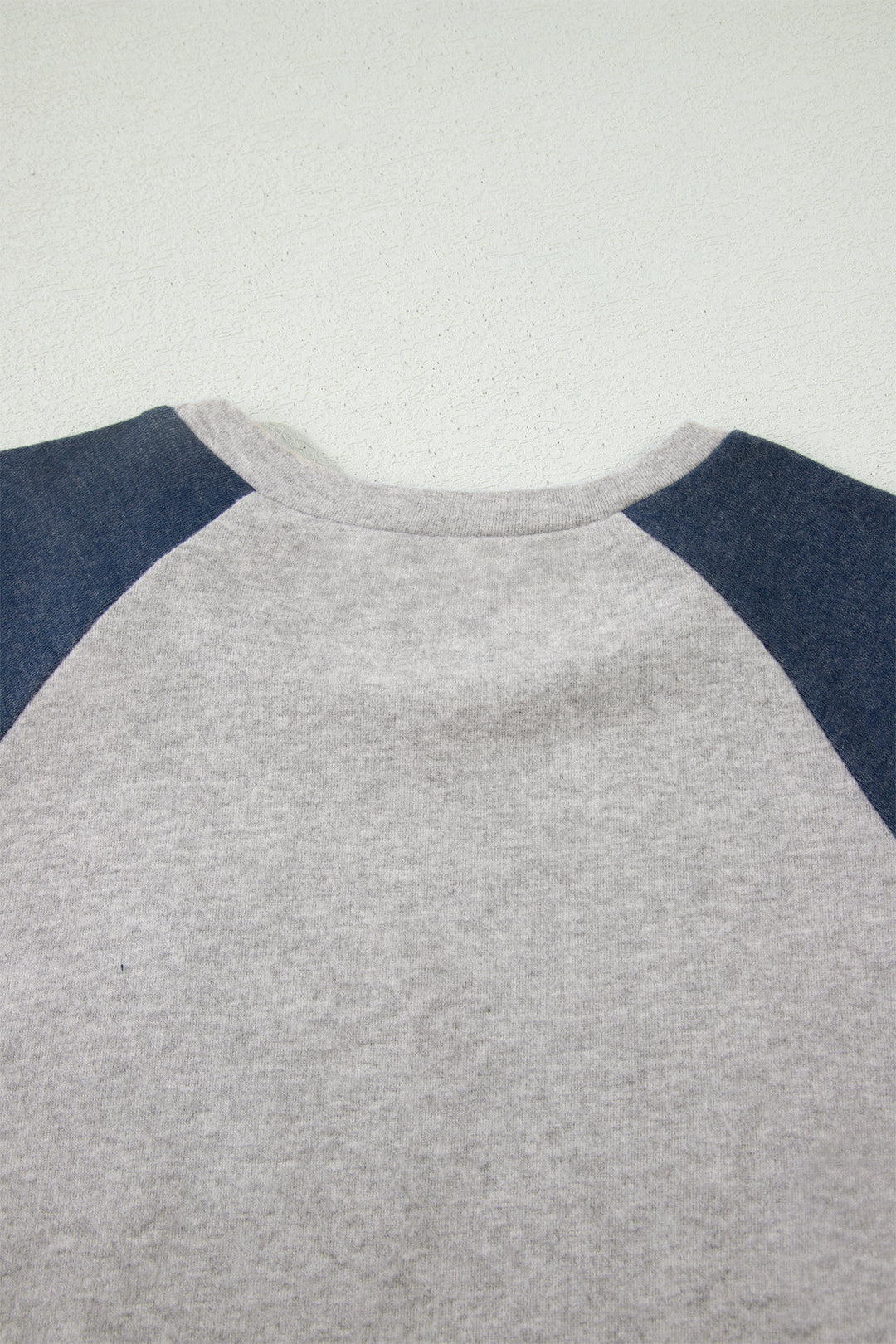 Dark Blue Floral Patchwork Colorblock Raglan Sleeve T Shirt