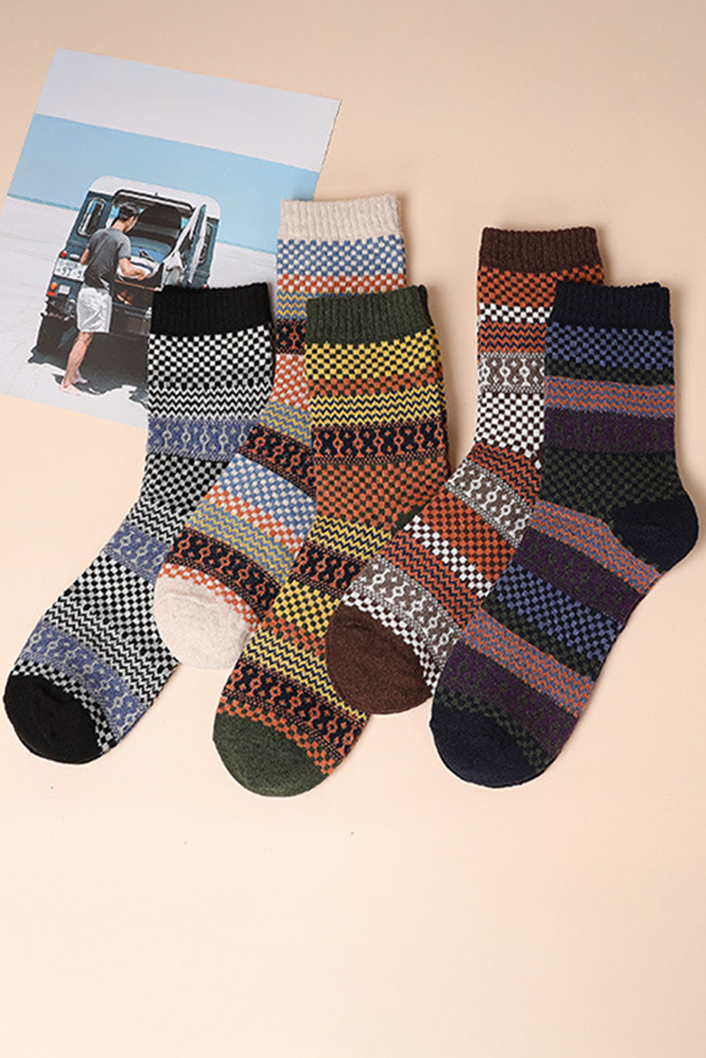 Ensemble de chaussettes douces à carreaux bohèmes